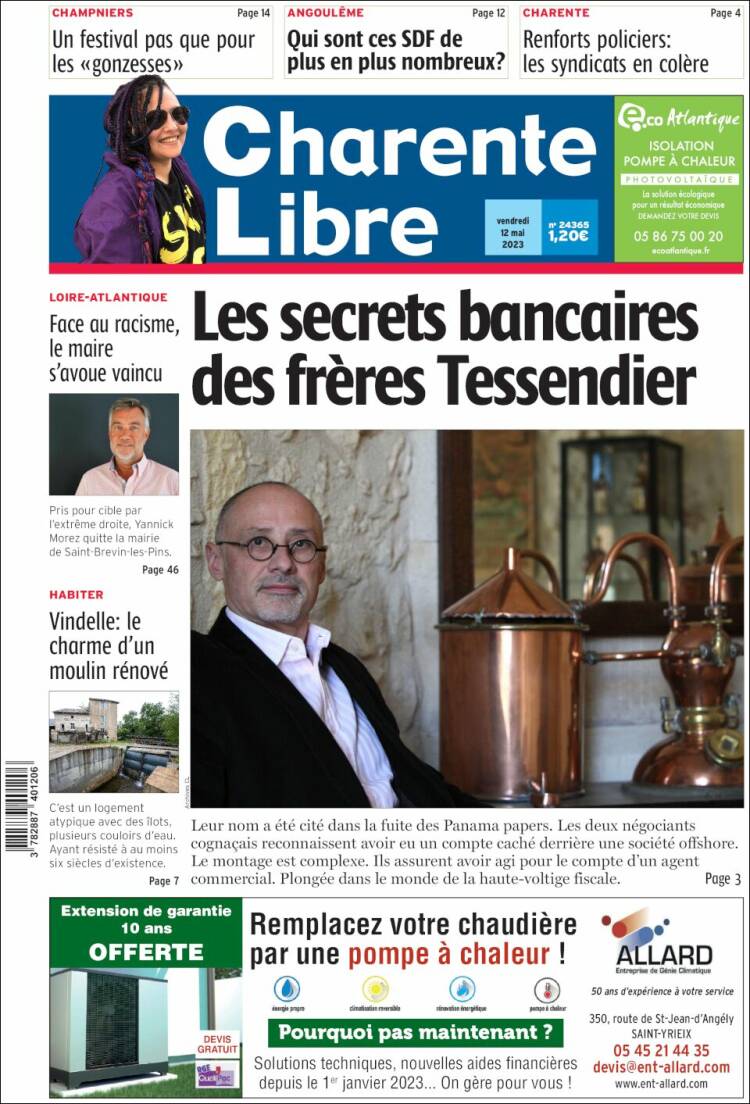 Portada de Charente Libre (France)