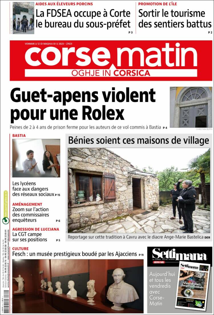 Portada de Corse-Matin (France)