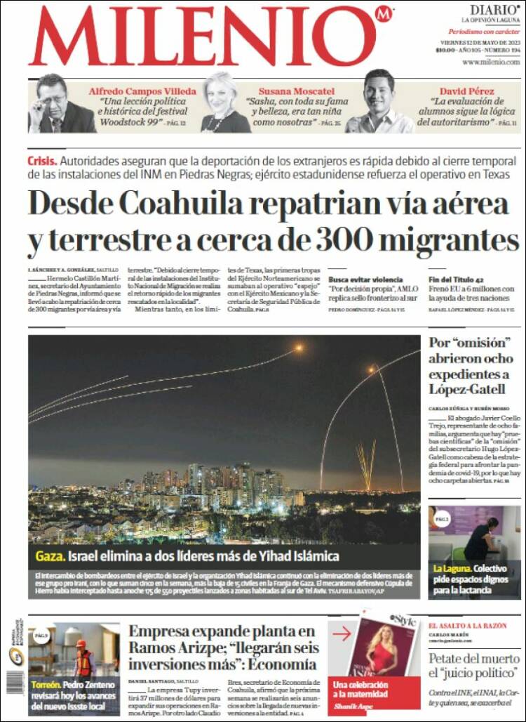 Portada de Milenio - Laguna (México)