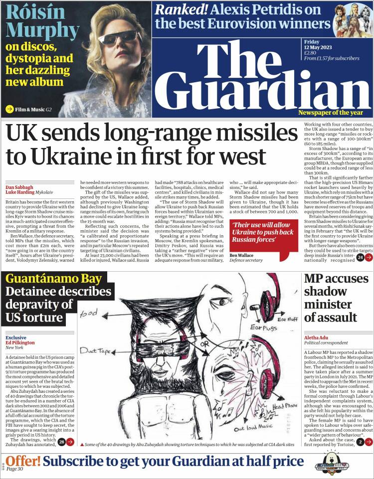 Portada de The Guardian (Reino Unido)