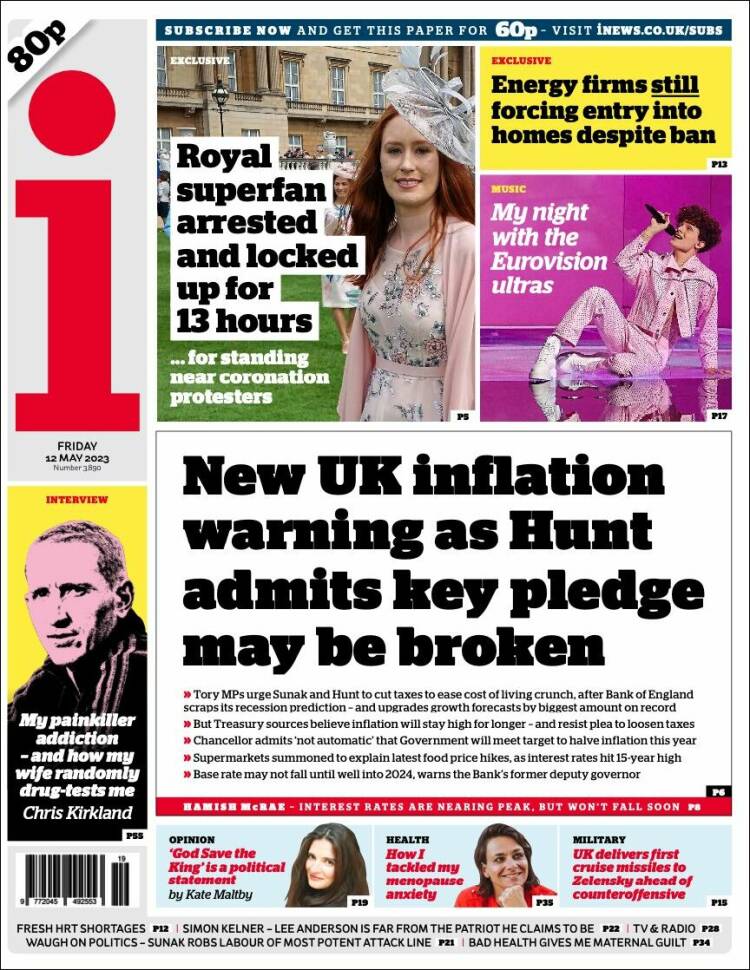 Portada de The i (Reino Unido)