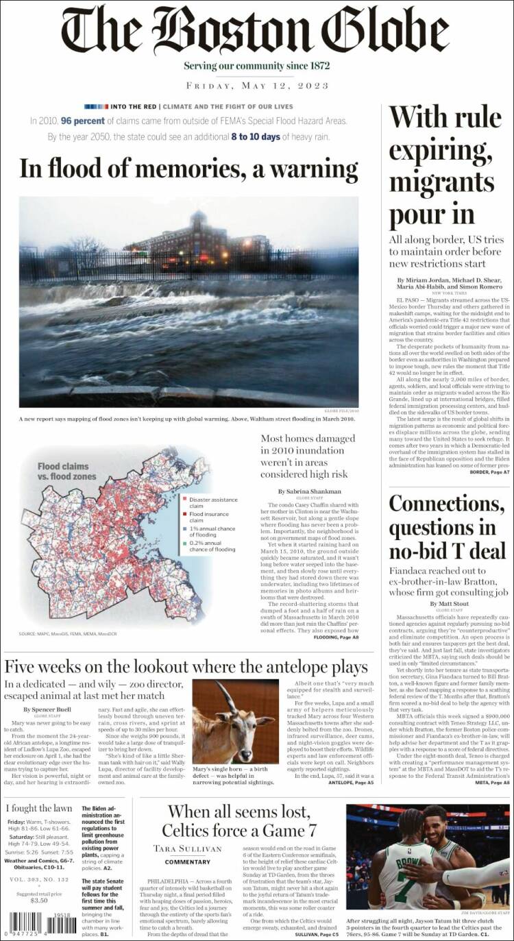 Portada de Boston Globe (États-Unis)