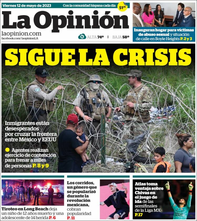 Portada de La Opinión (États-Unis)