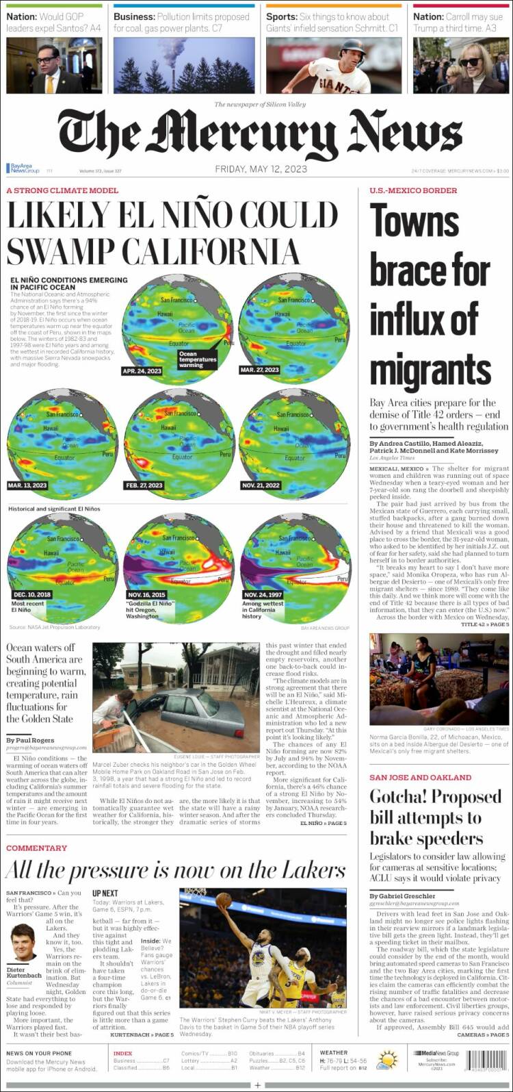 Portada de San Jose Mercury News (États-Unis)