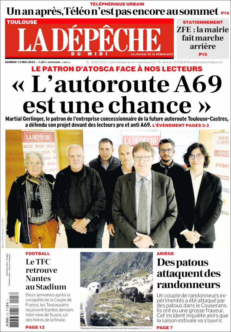 Portada de La Dépêche du Midi (France)