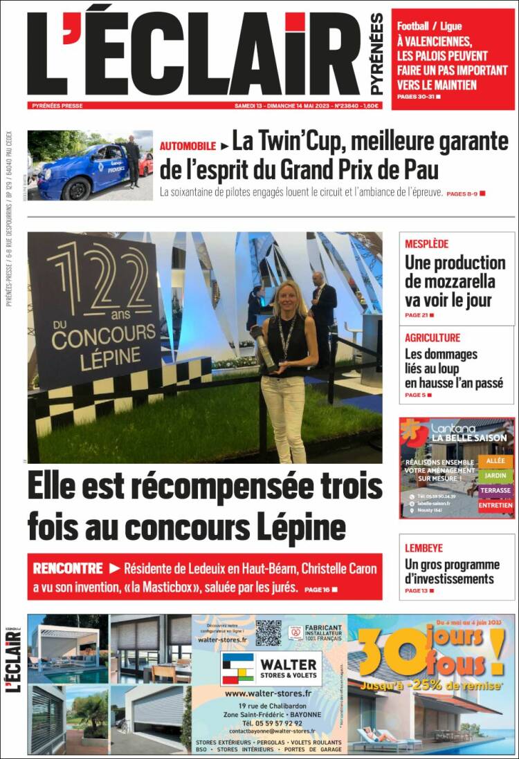 Portada de L'Eclair des Pyrénées (France)