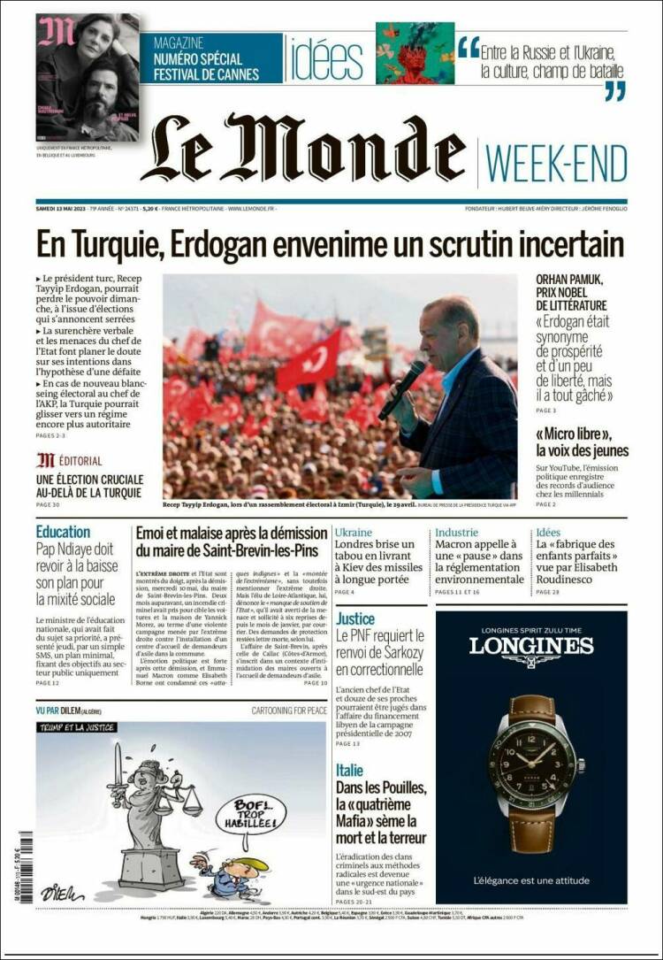 Portada de Le Monde (France)