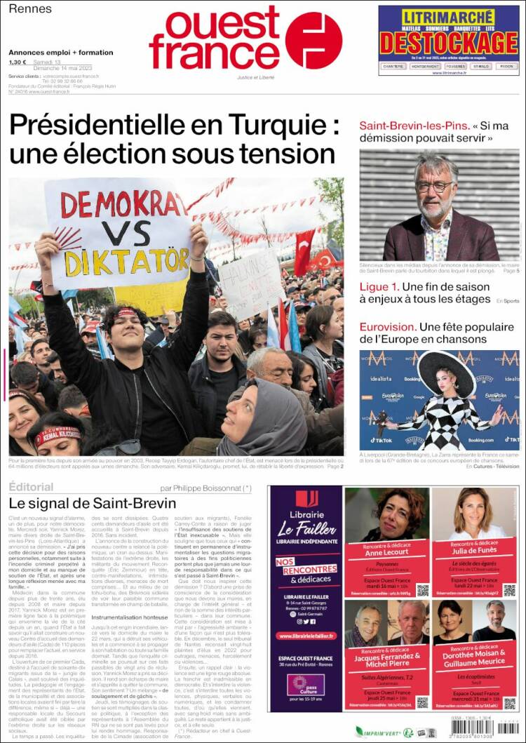 Portada de Ouest France (France)