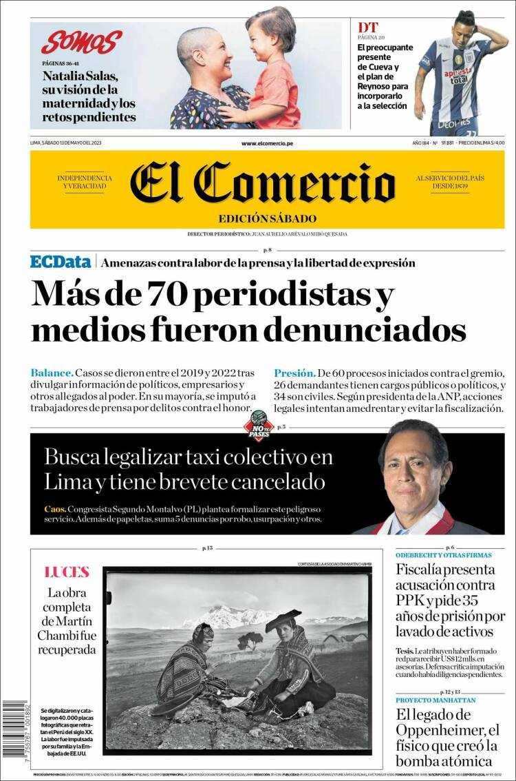 Portada de El Comercio (Perú)