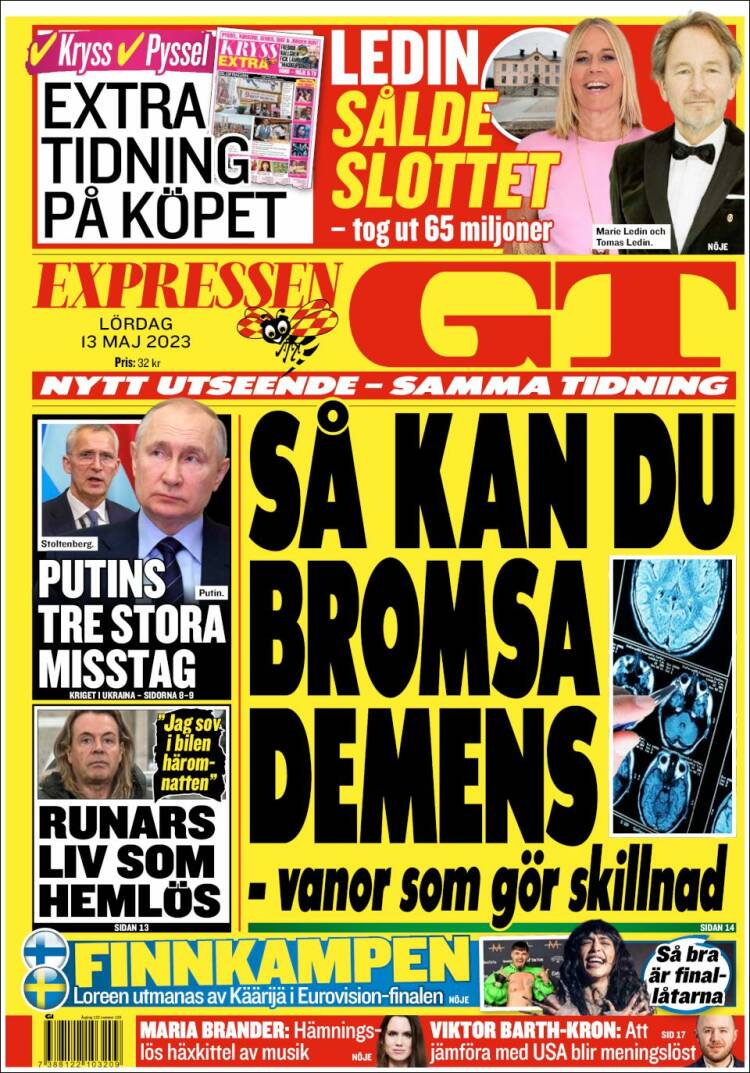 Portada de Göteborgstidningen (Su&egrave;de)