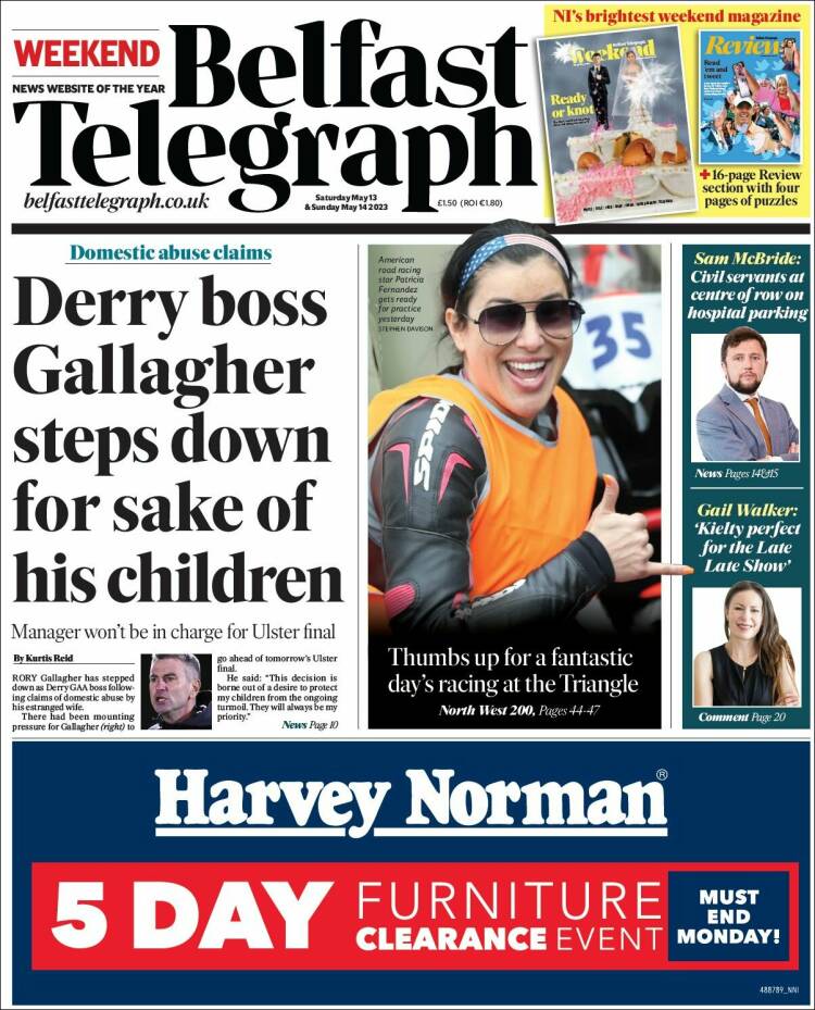 Portada de Belfast Telegraph (Royaume-Uni)
