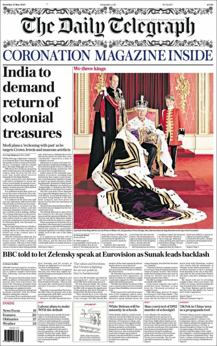 Portada de Daily Telegraph (Royaume-Uni)