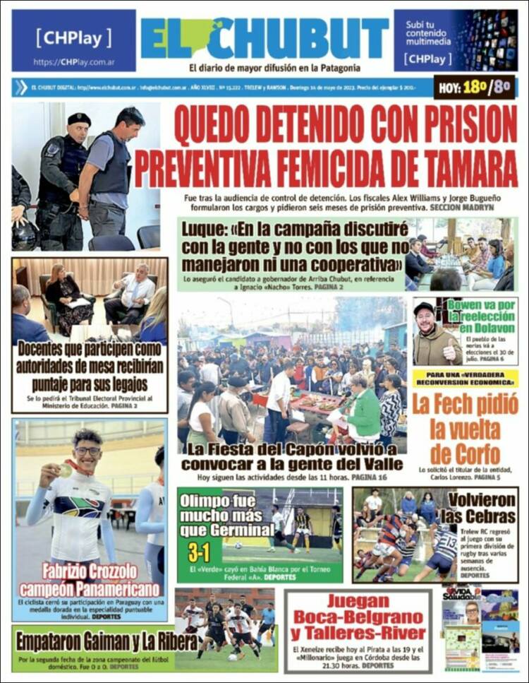 Portada de El Chubut (Argentina)