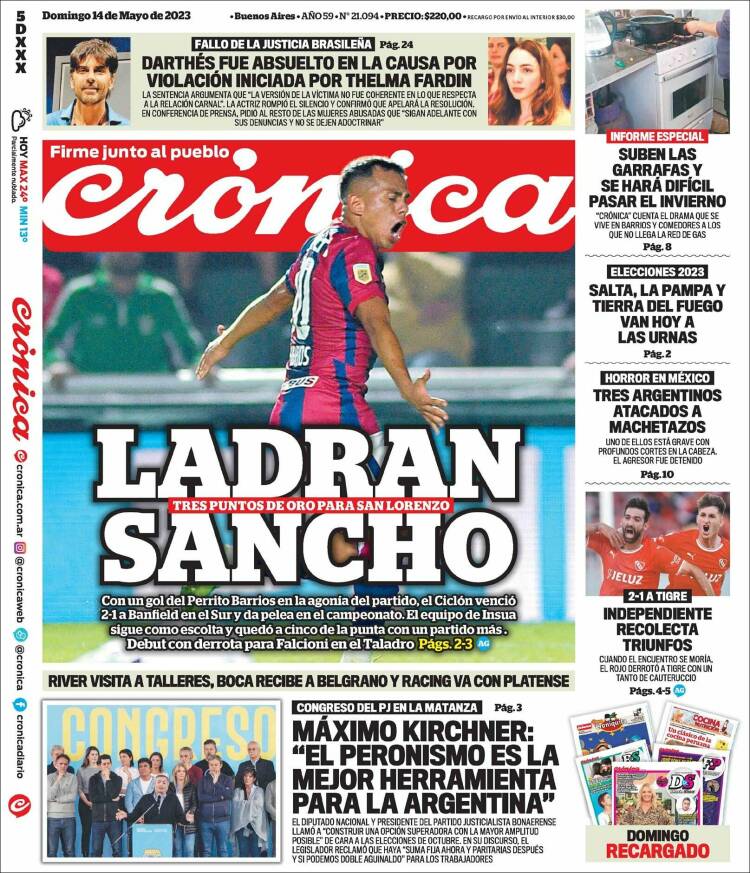 Portada de Crónica (Argentina)