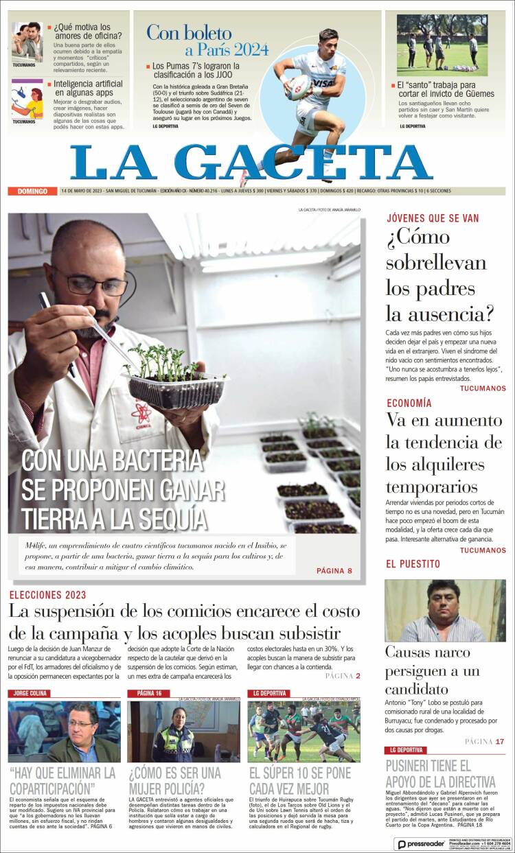 Portada de La Gaceta (Argentina)