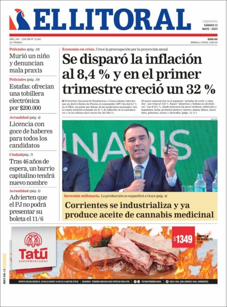 Portada de El Litoral Corrientes (Argentina)