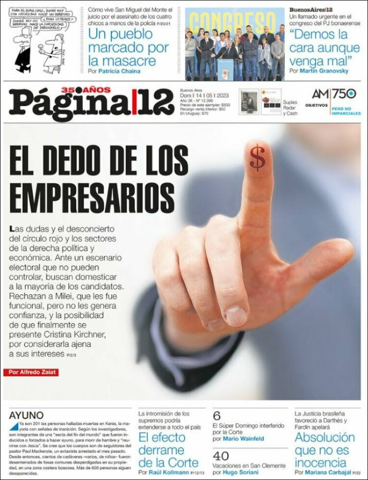 Portada de Página/12 (Argentina)