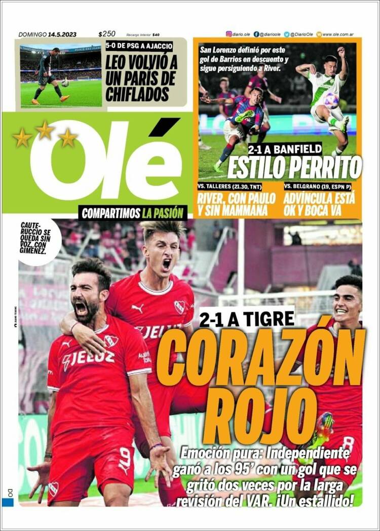 Portada de Olé (Argentina)