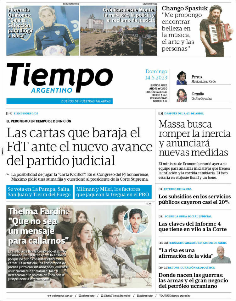Portada de Tiempo Argentino (Argentina)