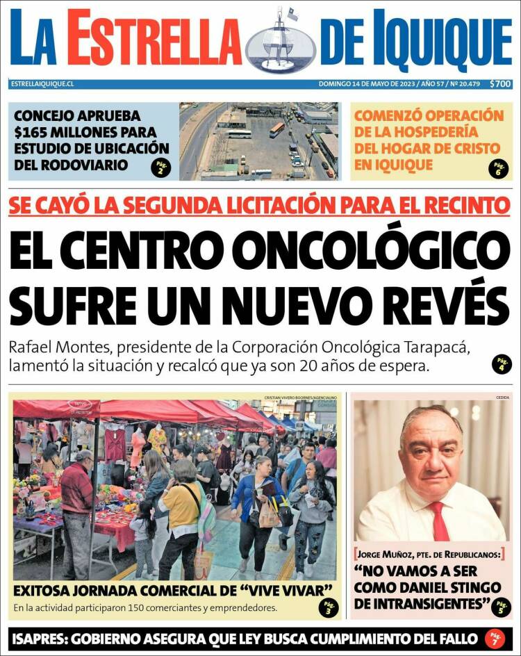 Portada de La Estrella de Iquique (Chile)