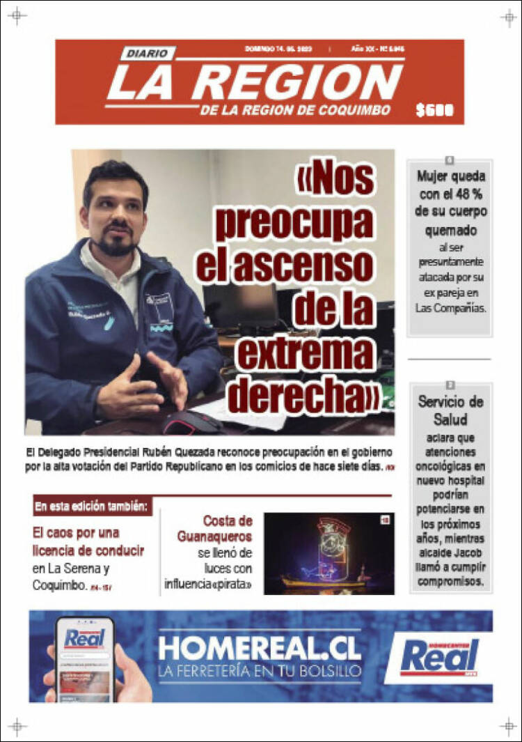 Portada de Diario La Región de Coquimbo (Chile)