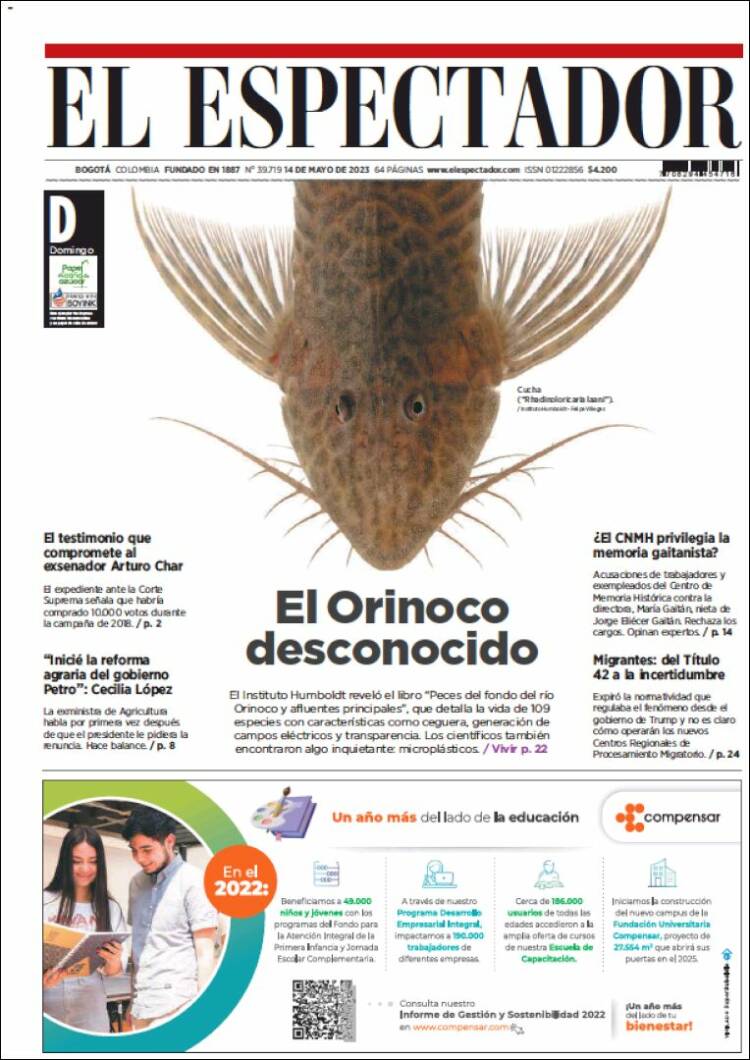 Portada de El Espectador (Colombie)