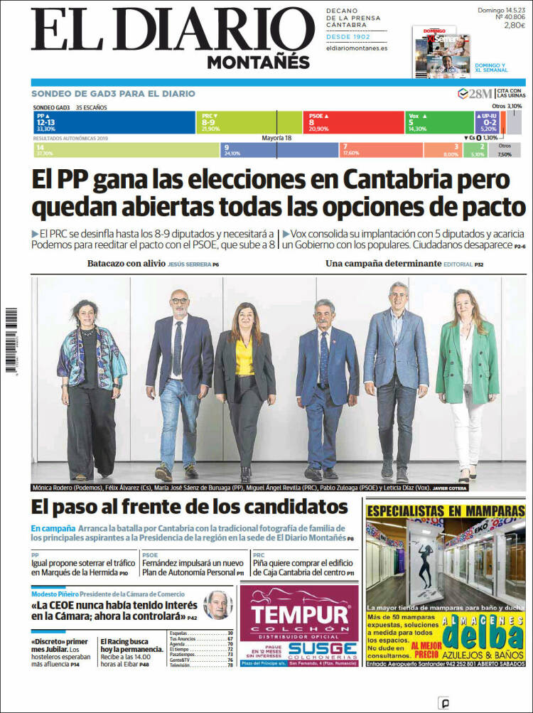 Portada de El Diario Montañés (España)