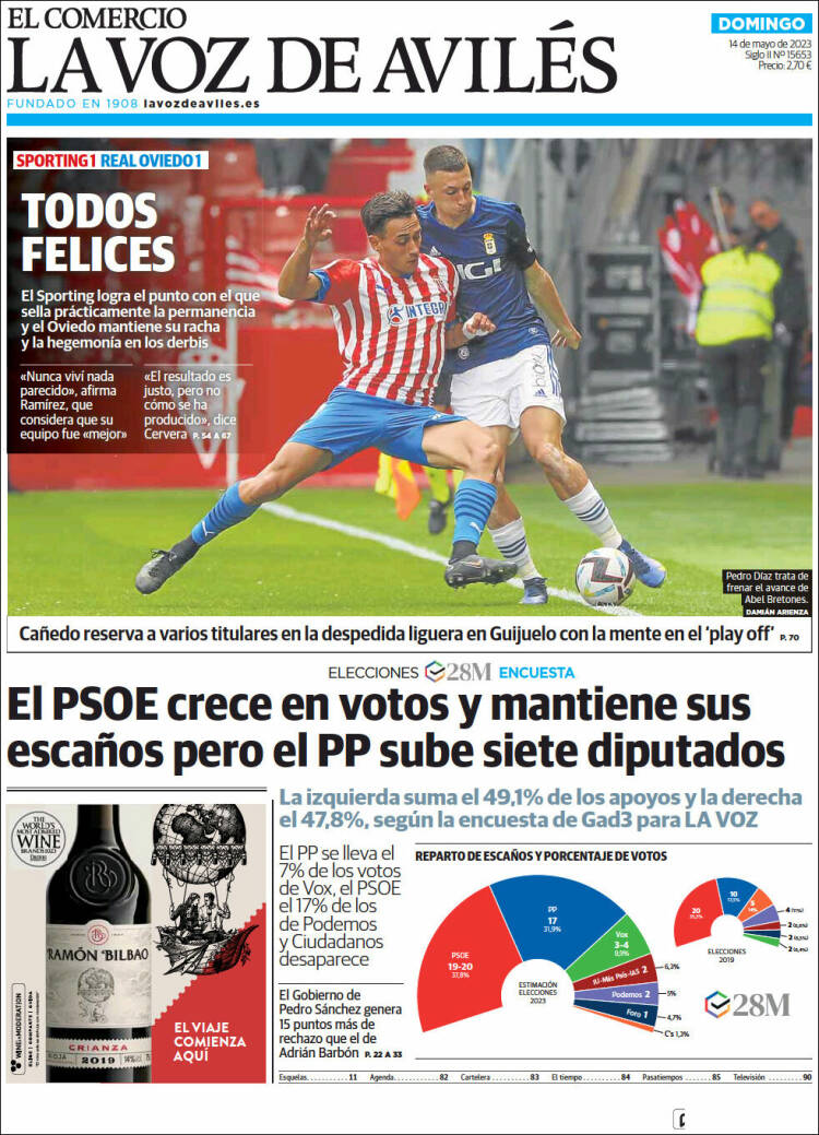 Portada de El Comercio - Avilés (España)