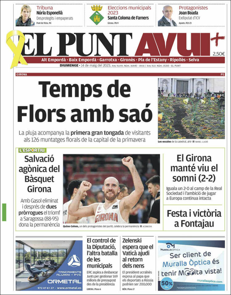 Portada de El Punt Avui - Girona (España)