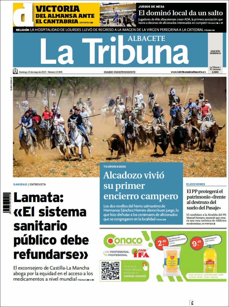 Portada de La Tribuna de Albacete (España)