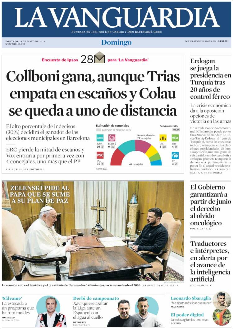 Portada de La Vanguardia (España)