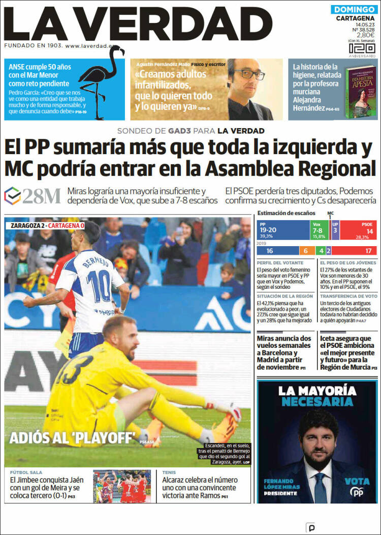 Portada de La Verdad de Cartagena (España)
