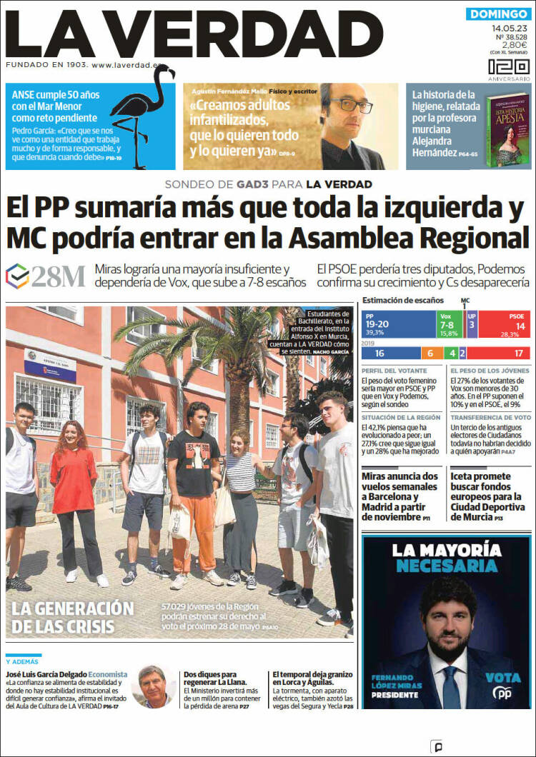 Portada de La Verdad de Murcia (España)