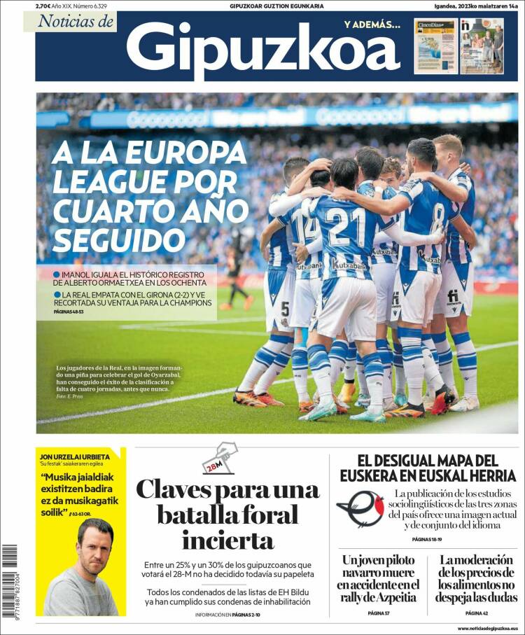Portada de Noticias de Gipuzkoa (España)
