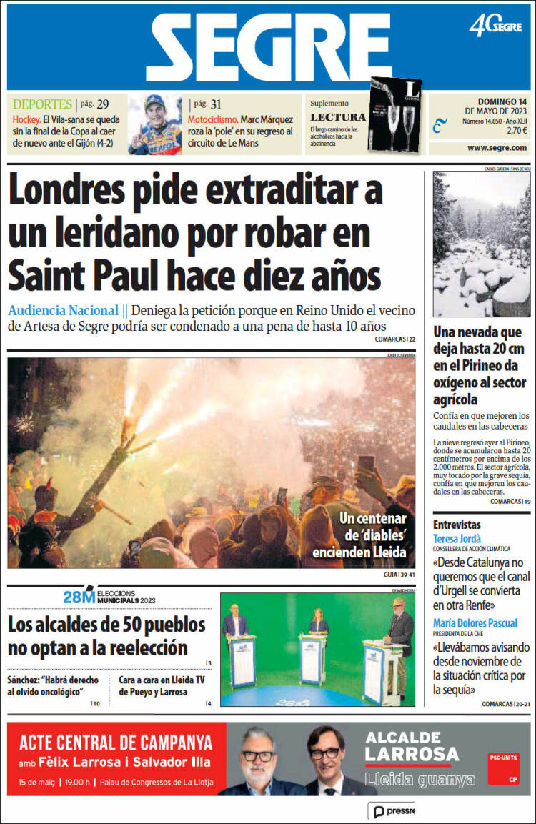 Portada de Segre  (España)