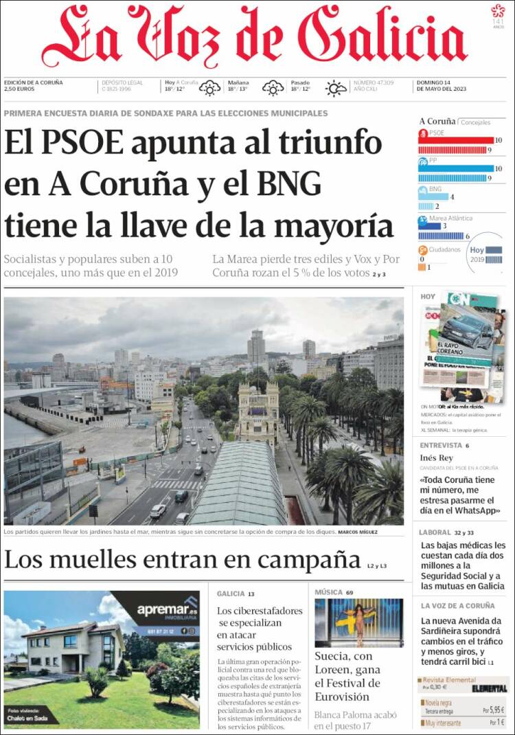 Portada de La Voz de Galicia (España)
