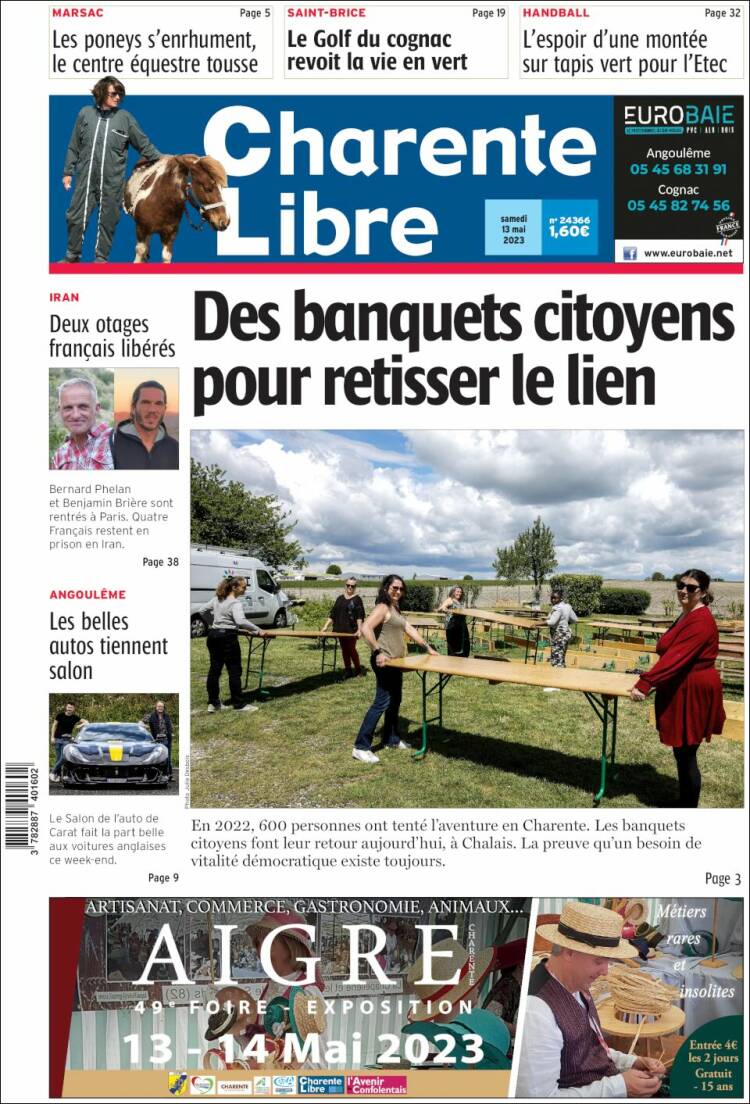 Portada de Charente Libre (Francia)