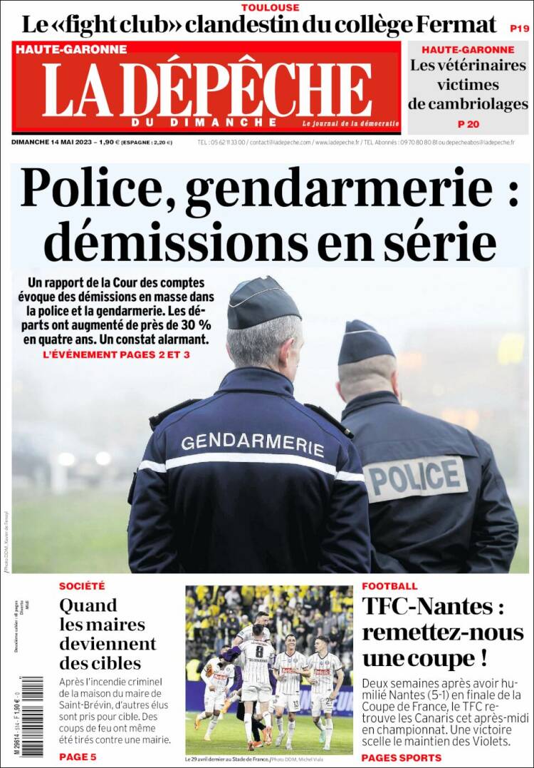 Portada de La Dépêche du Midi (France)