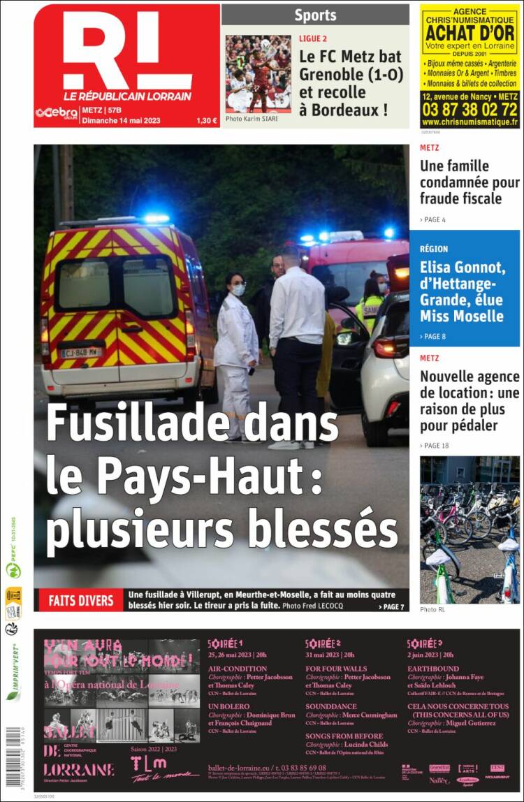 Portada de Le Republicain Lorrain (France)