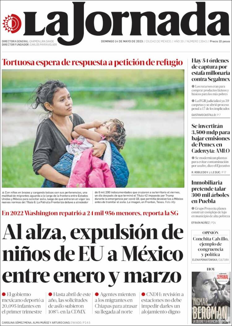 Portada de La Jornada (Mexico)