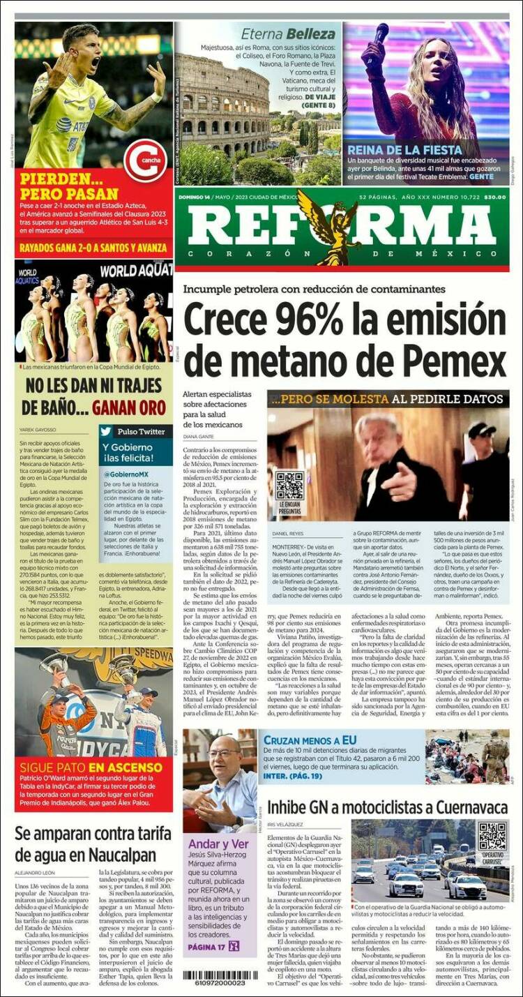 Portada de Reforma (Mexico)