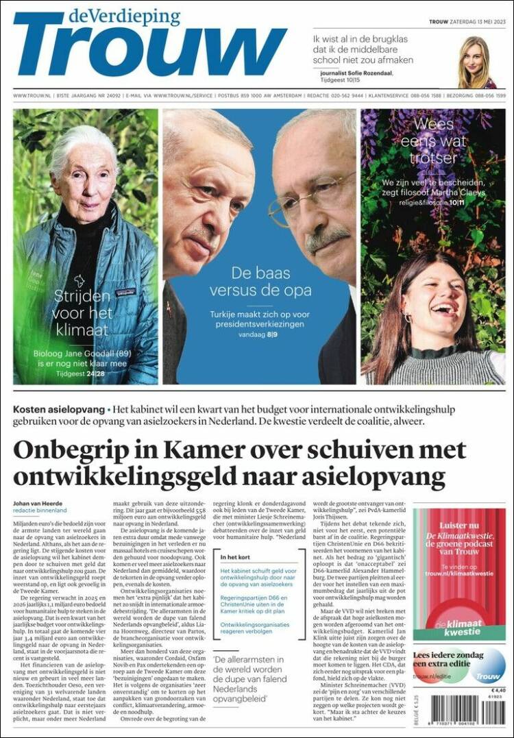 Portada de Trouw (Pays-Bas)