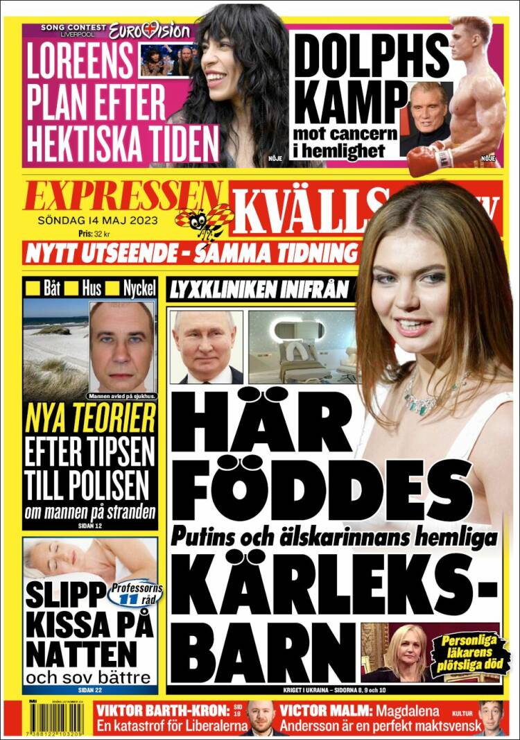 Portada de Kvällsposten (Su&egrave;de)