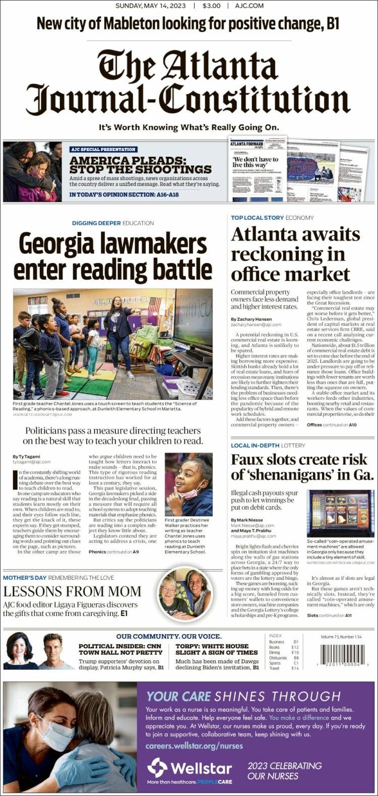 Portada de The Atlanta Journal-Constitution (USA)