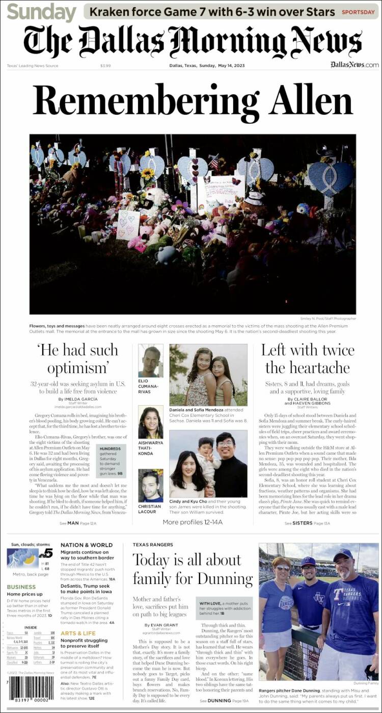 Portada de Dallas Morning News (USA)