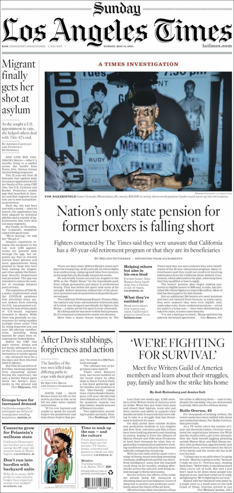 Portada de Los Angeles Times (USA)