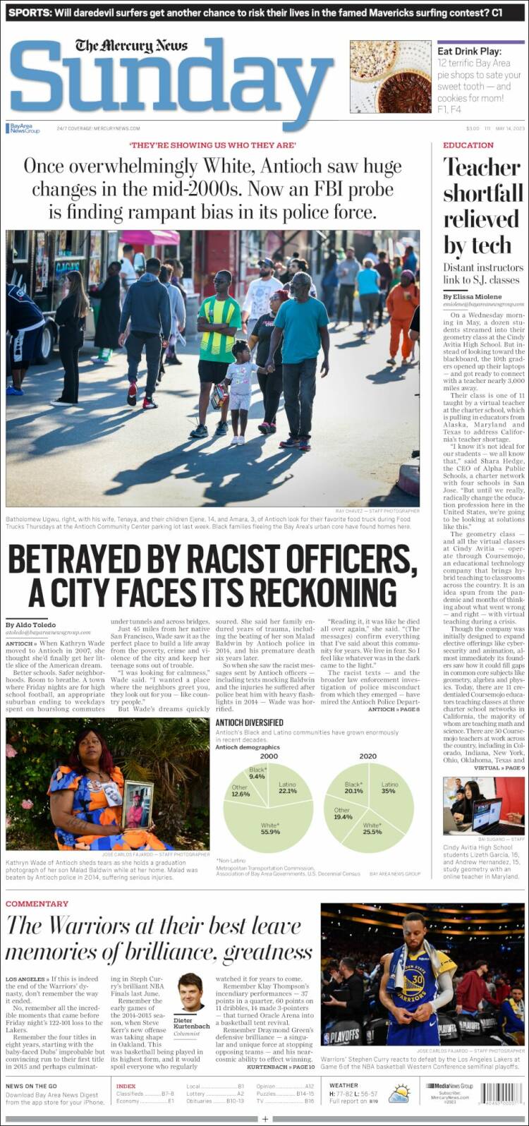 Portada de San Jose Mercury News (USA)