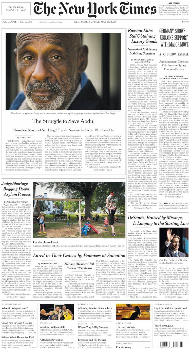 Portada de New York Times (USA)