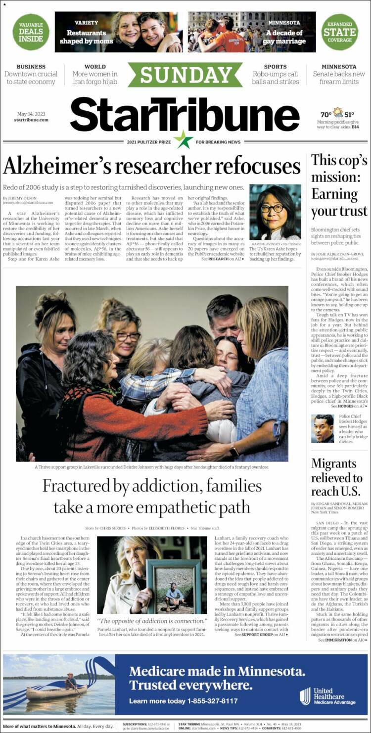 Portada de Star Tribune (USA)