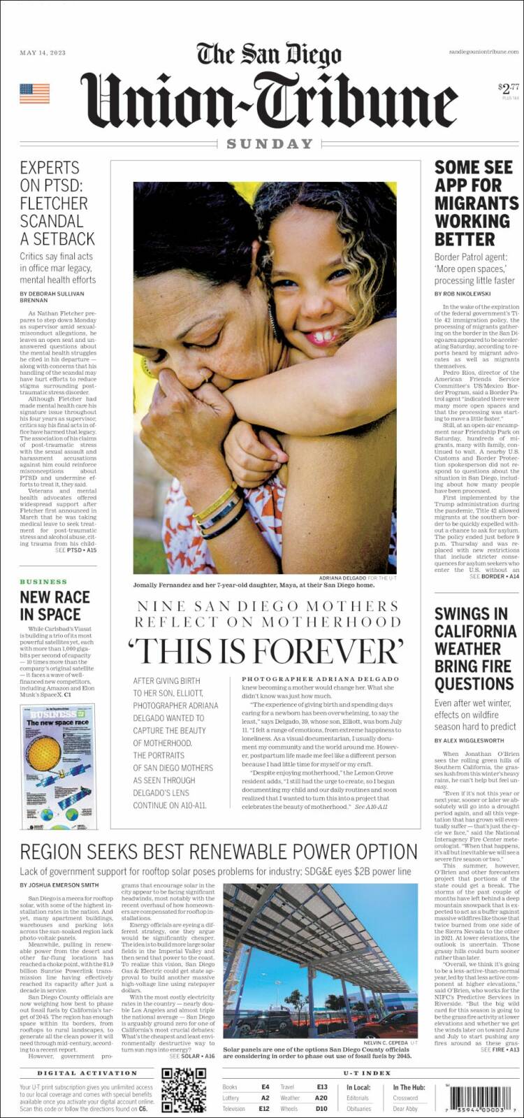 Portada de The San Diego Union-Tribune (USA)